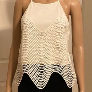 NWOT J.O.A. mesh embroidered top. M